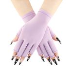 COOLJOB Anti UV Gloves for Gel Manicure, UPF50+ Fingerless UV Shield Gloves for Gel Nail Lamp, UV Protection Gloves, One Pair, Purple