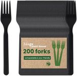 HAAGO 400 Reusable Forks Cutlery Set (Black, 16.5cm) - Utensils for Party, Outdoor or Wedding - Heavy Duty Materials