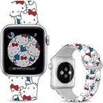 Leotop Compatible with Apple Watch Band Hello Kitty Sweet Blue 42mm 44mm 45mm/Ultra 49mm Soft Silicone Cute Fun Fancy Cartoon Strap Compatible with iWatch Series SE SE 2 9 8 7 6 5 4 3 2 1 Kids Girls.