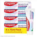 Colgate Sensitive Instant Relief Repair + Gentle Whitening Toothpaste 4 Pack, 75ml Tubes | Clinically Proven Instant* and Long Lasting** Relief