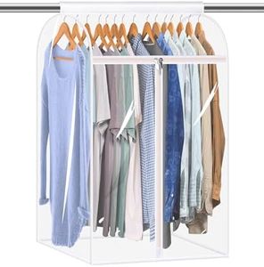 KEETDY 35" Hanging Garment Bags for Closet Storage Large Clear Garment Bags for Hanging Clothes Garment Rack Cover Coat Protector for Suit, Wardrobe, Bottom Enclosed