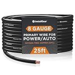 InstallGear 8 Gauge Copper Wire, 8 AWG Wire OFC Pure Copper Power Ground Wire Cable (25ft Black) True Spec Welding Wire, Battery Cable Wire, Automotive Wire, Car Audio Speaker Stereo, RV Trailer