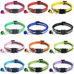 Tafeiya 12 PACK Reflective Cat Collars Quick Release Safety Buckle with Bell Adjustable19-32cm (Multi-colored)