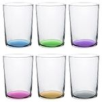 UNISHOP Unisshop Set of 6 Water Glasses, Pastel Colours, Multi-Colour and Transparent, Dishwasher Safe