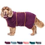 Lucky Paws® UK Dog Drying Coat - Double-Layer Dog Drying Robe for Faster Drying in Minutes, Super Absorbent Dog Towel & Ultra Soft Dog Dressing Gown in One Luxurious Dog Towel Robe (XL, Plum)