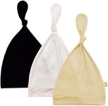 KYTE BABY Rayon Made from Bamboo Baby Beanie Soft Knotted Caps, 3 Pack (3-6 Months, Midnight/Cloud/Wheat)