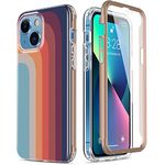 Esdot for iPhone 13 Case with Built-in Screen Protector,Military Grade Rugged Cover with Fashionable Designs for Women Girls,Protective Phone Case 6.1" Nice Rainbow