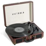 Victrola VSC-400SB-DBR-SDF Journey+ Dual Bluetooth Portable Suitcase Turntable (Dark Brown)