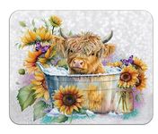 OFlich Highland Cow Mouse Pad - Highland Cow Mouse Pads for Desk, Sunflower Mouse Pad, Highland Cow Mousepad with Non-Slip Rubber Base for Laptop Computer Desktop Keyboard (9.5×7.9 Inch)