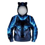 JSJCHENG Unisex Novelty 3D Animal Print Pullover Girl's Hoodie Hooded Sweatshirt(6-8 Years(S),Wolf A)