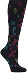 Nurse Mates Socks | 12-14 mmHg Compression | Over The Calf | Comfort Support | 1 Pair | Medical Symbols Black