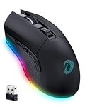 DAREU Wireless Gaming Mouse with 7 Programmable Buttons, Rechargeable RGB Gaming Mice [10000DPI] [150IPS] [1000Hz Polling Rate], Type C RGB Wired Mouse Gaming for PC and Notebook (Black)