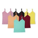 Prime Knits Cotton Girls Slips Regular Fit Camisole (Multicolored, Pack Of 6, 10-12 Years)