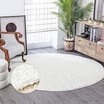 Surya Home Shaggy Rug - Modern Area Rugs Living Room, Dining Room, Soft Shaggy Rugs for Bedroom - Abstract Fluffy Rug, Easy Care Plush Pile - Large Round Rug 160x160 cm, White Rug