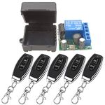 DieseRC Wireless Remote Control Switch 433Mhz 5V 12V 24V 1 Channel Radio Control Relay Receiver with 5 Transmitters keyfobs Potential-Free Contacts Relay Controller