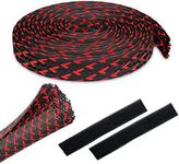 GEARit (25 Feet, 3/4 Inch) Split Sleeve Cord Covers Cable Protector Wire Loom Tubing Cable Management Sleeve for PC Computer - Chewing Cord Protectors from Pets, Cats, Dogs, Rabbits - Black/Red