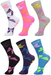 DARESAY Women's Crew Socks- Crew Socks for Women with Fun, Cute, & Colorful Patterns, Long Novelty Socks for Girls, 6-Pack.
