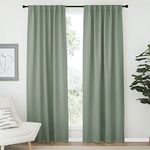 NICETOWN Blackout Window Curtains for Kids Room, Thermal Insulated Door Drapes for Christmas Decoration, Universe Themed Room (Greyish Green, 1 Panel = 52" Wx 84" L, 2 PCs)