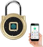 eLinkSmart Gym Locker Padlock, Fingerprint or Remote Authorized Unlock, Unlock Record, Schedule, IP65 Waterproof, Security Keyless Smart Lock for School/Gym Locker, Backpack, Garden Cupboard, Gold