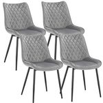 WOLTU Dining Chairs Set of 4 Kitchen Counter Chairs Lounge Leisure Living Room Corner Chairs Light Grey Velvet Reception Chairs with Backrest and Padded Seat