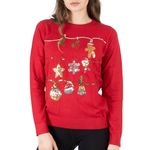 NOROZE Women's Christmas Tops Sweatshirts Sequin Jingle Bells HoHoHo Pug Mrs Claus Xmas Jumper (14, Red)