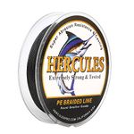 HERCULES Super Strong 1000M 1094 Yards Braided Fishing Line 8 LB Test for Saltwater Freshwater PE Braid Fish Lines 4 Strands - Black, 8LB (3.6KG), 0.10MM