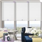 Graywind Smart Light Filtering Shades Motorized Roller Shades Compatible with Alexa Google Remote Control Rechargeable Automatic Window Shade with Valance, Custom Size (Textured-Jacquard White)