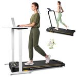 UREVO Strol 2E Smart 2-in-1 Folding Treadmill, Compact Walking Pad with Safety Handle, Plug and Play, Dual LED Display, Workout APP, Walking or Running for Home Office, Remote Included