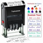 Toplusesse Personalized Self-Inking Stamp with Signature Custom Text Office Rubber Phrase & Date Stamp for Business 12-Year Band Choose from Various Fonts and Colors (Personalized Date Stamp)