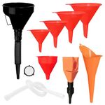 Waltool 8Pcs Universal Plastic Funnel Set Contains Flexible Hose Oil Funnel with Wide Mouth Oil Funnel for Cars Motorcycles Engine Gas Oils Water Diesel Fuel Kerosene and Other Liquids