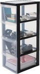 Iris Ohyama, Plastic Drawers Storage Unit, Plastic Storage Drawers, A4 Format & 4 Wheels, H81cm/4 Drawers, BPA Free, Black, W40 x D29 x H81cm, DC-304