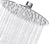 Rain Shower Head, 8 Inch Round High Pressure Showerhead, VIGIME Ultra-Thin Stainless Steel 304 High Flow Rainfall Shower Head with Silicone Nozzle - Chrome