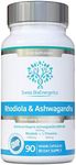 Rhodiola & Ashwagandha with L-Theanine - Award Winning Ashwagandha KSM-66 600mg & 1500mg Rhodiola (3% Rosavins - 1% Salidrosides) whole root equivalent- adaptogen combo- No artificial fillers