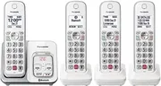 Panasonic Cordless Phone with Answering Machine, Link2Cell Bluetooth, Voice Assistant and Advanced Call Blocking, Expandable System with 4 Handsets - KX-TGD864W (White)