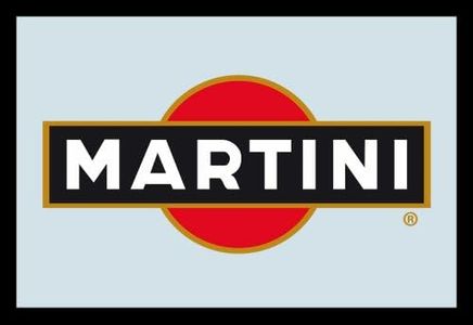 Empire 552044 - Specchio Stampato con Logo Martini, con Cornice in plastica Effetto Legno, 30 x 20 cm