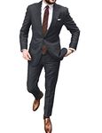 Mrjitor Men's Business Daily Dinner 2-Piece Tuxedo Two Buttons Notch Lapel Suit Set Dark Gray