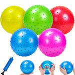 Hymaz Balls for Toddlers 1-3,Kids 9" Inflatable Bouncy Ball 5 Pack Colorful Soft Knobby Ball Sensory Toys Massage Water soft sport Balls Indoor Outdoor Games