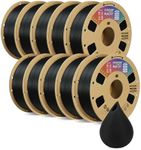 OVERTURE 10KG Bundle PLA Filament 1.75mm, Neatly Wound 3D Printer Filament 10 Pack 1kg Spool (22.2lbs), Dimensional Accuracy +/- 0.02 mm, Fit Most FDM 3D Printers (Black 10-Pack)
