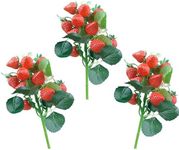 KPUETY 3 Bunches Artificial Strawberries Decor Fake Strawberry Home House Kitchen Party Decoration Desk Ornament (Artificial Strawberry 3 Bunches)