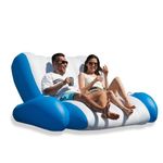 Zone Tech Inflatable Pool Recliner Luxury Float - High & Dry DuoFloat, Cup Holders & Handles, Heavy-Duty Lounge for Pool, Lake Float, River Raft, Beach Chair - Perfect Lounger Gift for Adults