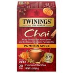 Twinings Pumpkin Spice Chai Individually Wrapped Black Tea Bags | Caffeinated, Sweet & Savoury, Cinnamon, Cardamom, Cloves, & Nutmeg | 20 Count (Pack of 6) | Enjoy Hot or Iced