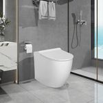 Rimless Comfort Height Toilets Back to Wall Toilet White Ceramic BTW Bathroom WC Pan & Concealed Cistern Soft Close Seat Modern Round Elongated Eco Flush Bathrooms Toilet