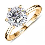 Radianta 2Ct Moissanite Engagement Rings, Moissanite Solitaire Ring in 18K Vermeil Yellow Gold Plated 925 Sterling Silver Rings for Women Wedding Promise Ring Size K Gift for Mother Proposal Ring