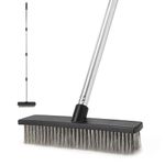 CLEANHOME Upgraded Deck Moss Brush,Long-Handled Wire Broom,Stainless Steel Bristles Durable/Rust-Resistant/Resistant to Deformation for Cleaning Hard, Rough Outdoor Floors