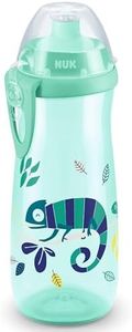 NUK Sports Cup Kinder Trinkflasche mit Chamäleon-Effekt | 24+ Monate | mit Farbwechsel | auslaufsichere Push-Pull-Trinktülle | Clip & Schutzkappe | BPA-frei | 450 ml | Chamäleon (grün)