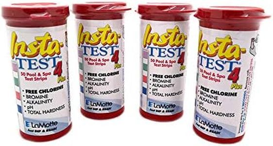 LaMotte 4-Way Insta Test Strips Plus for Swimming Pool & Hot Tub Spa - Free Chlorine, Bromine, Alkalinity, pH, Total Hardness 4 x 50