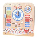 The Funny Mind Wooden Activity Clock for Kids - 7 in 1 Learning Toy for Numbers, Shapes, and Time Recognition - Cute Animal Shaped Clock with Moveable Hands - Educational Gift for Preschool Children