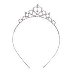 SATYAM KRAFT 1 Pcs Hair Accessories Stylish Tiara Headband Princess Crown for Girls and Women for Birthday, Bridal, Haldi, Mehendi, Valentine Ceremony, and Valentine Occasion (Pack of 1, Silver)