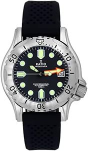 RATIO FreeDiver Professional Dive Watch Sapphire Crystal Automatic Diver Watch 500M Water Resistant Diving Watch for Men (Black)