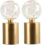 JHY DESIGN Set of 2 Gold Table Lamp Battery Powered 8 1/4" Tall Cordless Lamp Light Battery Operated Great for Living Room Bedroom Weddings Parties Patio Events Indoors Outdoors